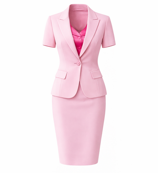 Short Sleeve Blazer Skirt Suit - Ring Ready Attire