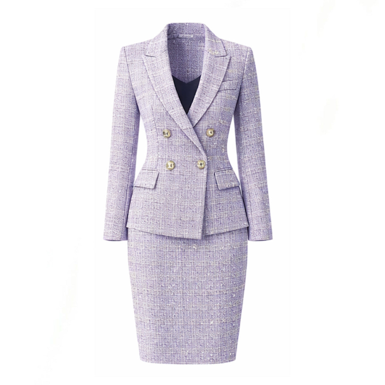 Tweed Double Breasted Skirt Suit - Ring Ready Attire