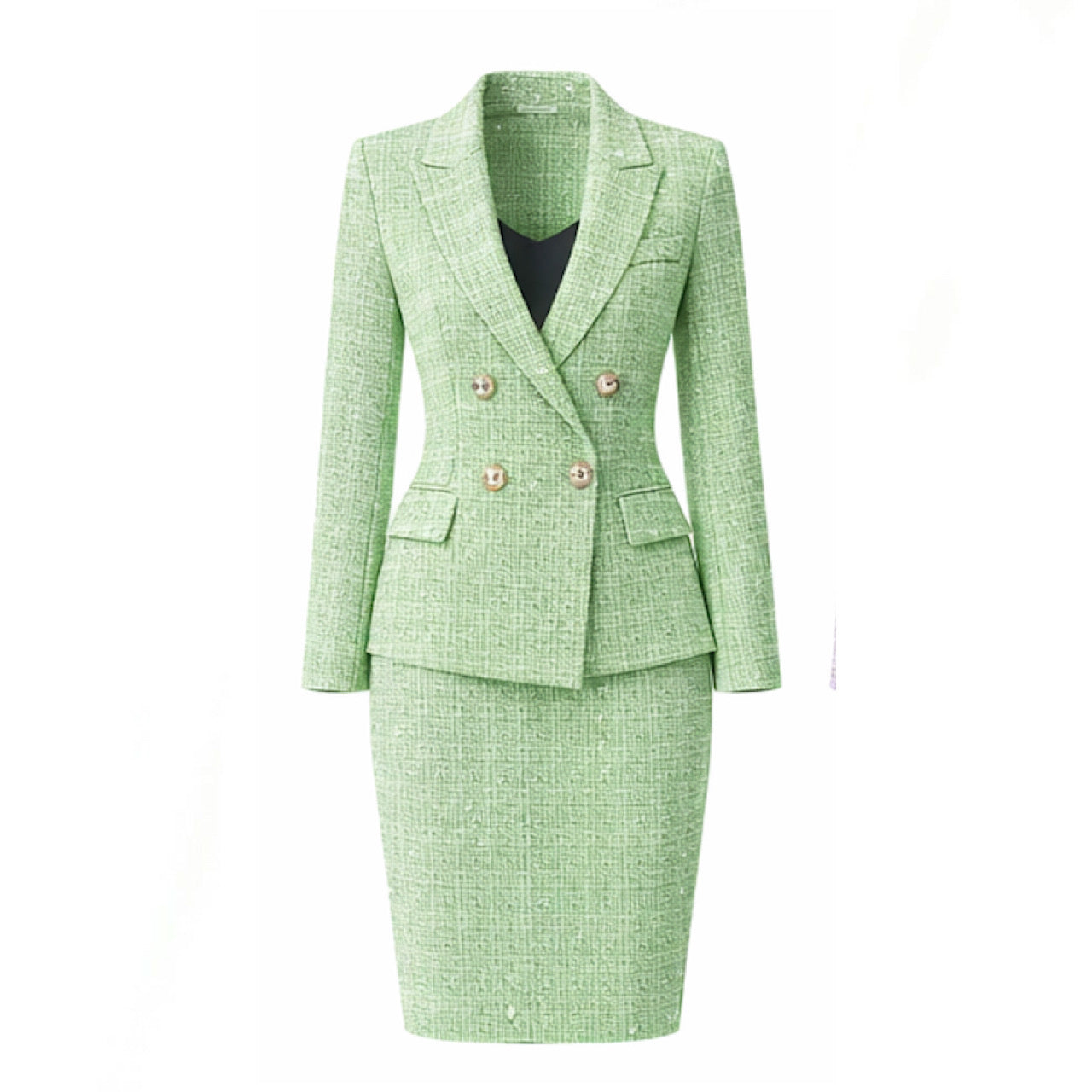 Tweed Double Breasted Skirt Suit - Ring Ready Attire