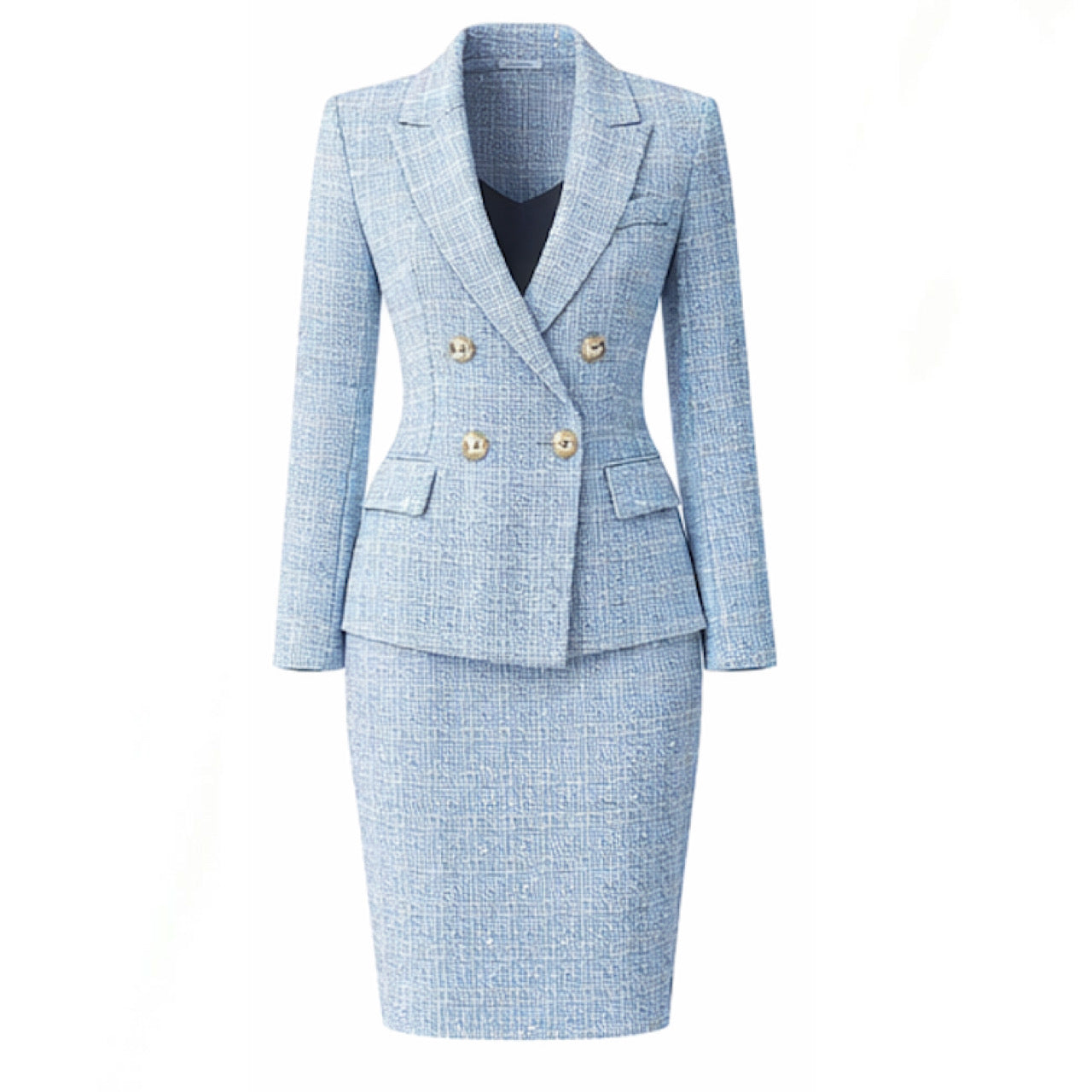 Tweed Double Breasted Skirt Suit - Ring Ready Attire